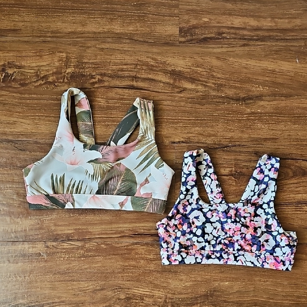 Old Navy Girls Powersoft V-back Floral Print Sports Bra Bundle Size S (6-7)